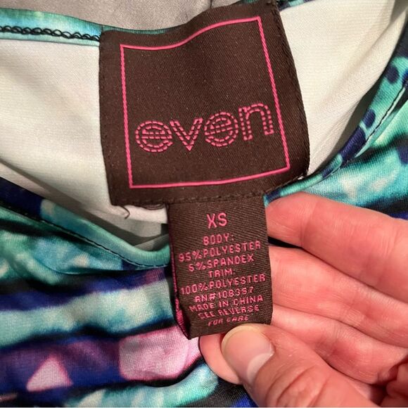 Even Multicolor Tie Dye Stripe Open Mesh Short Sleeve Blouse Size XS - Picture 6 of 6